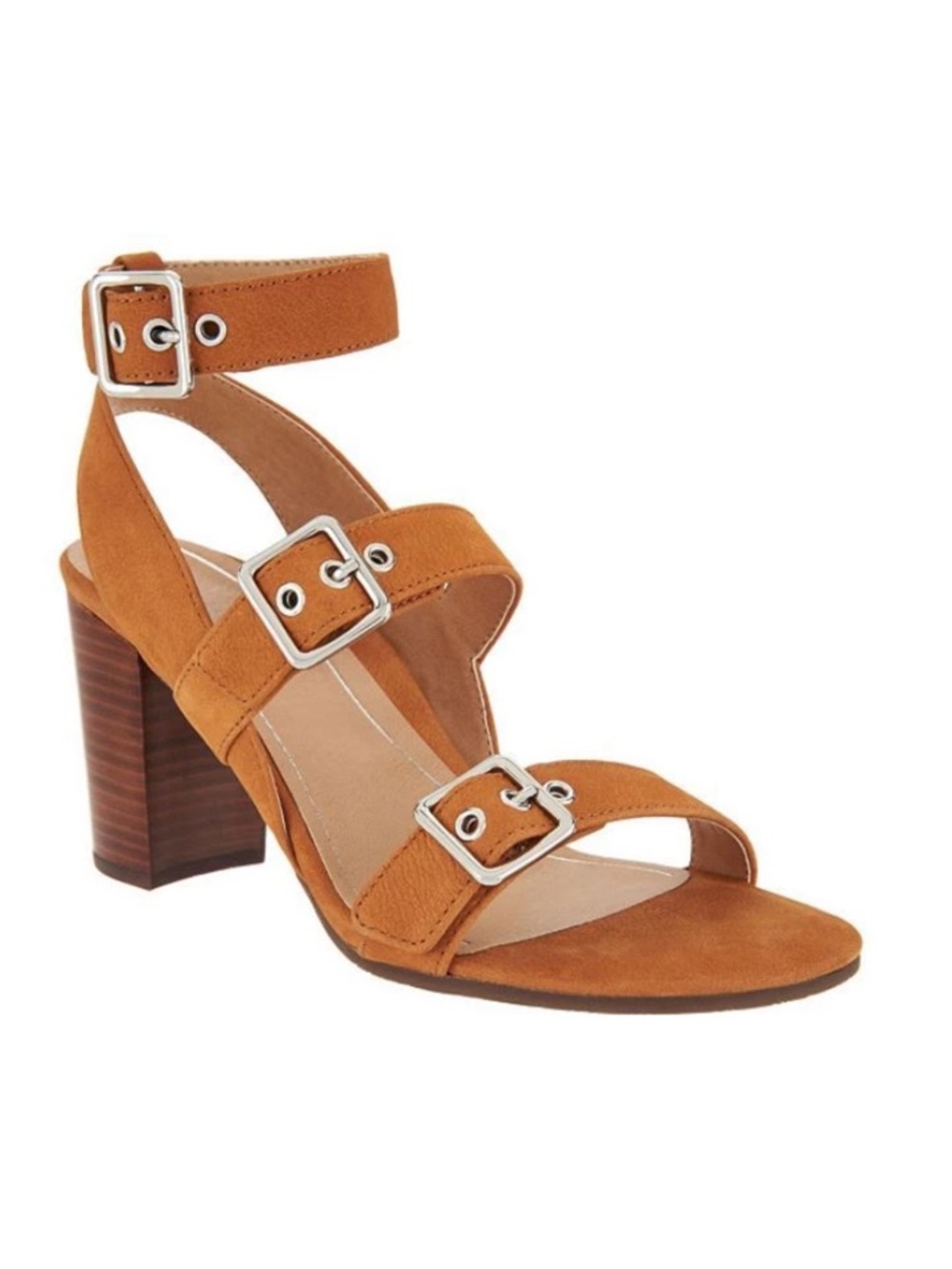Vionic Tan Suede Buckle Block Heel Sandals